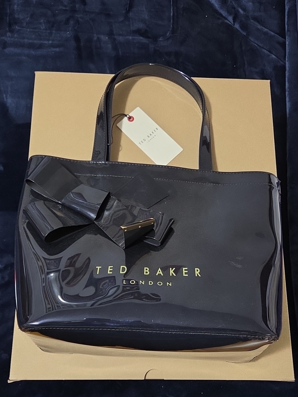 Ted Baker Black Patent Tote with Bow Detail